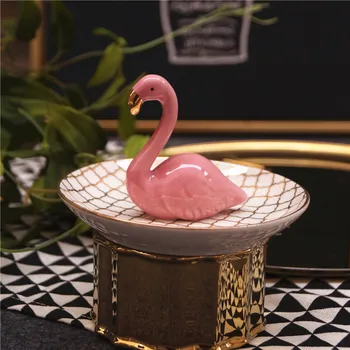 Ювелирные изделия Tyrande Pink Flamingo Керамическая тарелка Декоративное блюдо Подставка для мелких украшений Кольца Браслеты Серьги Лотки